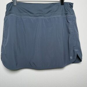 Free Fly Women Active Breeze Mini Skirt Large Steel Gray Pull On Built in Shorts